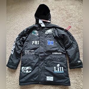 New Era x Alpha Industries Philadelphia Eagles Parka Mens Black Coat Sz xl